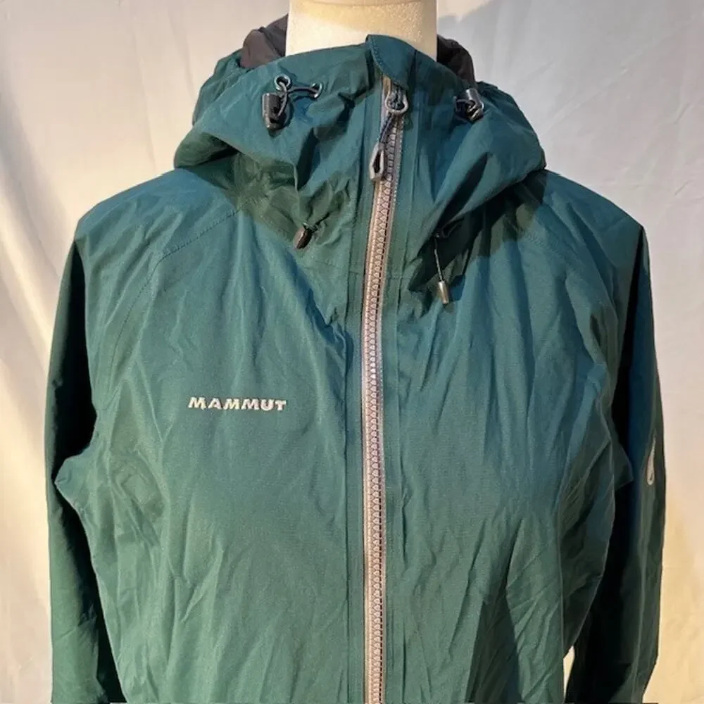Mammut Rain Jacket Mens Size Medium Green Gray Gore-Tex Crater HS Hooded Zip Up - Picture 2 of 13